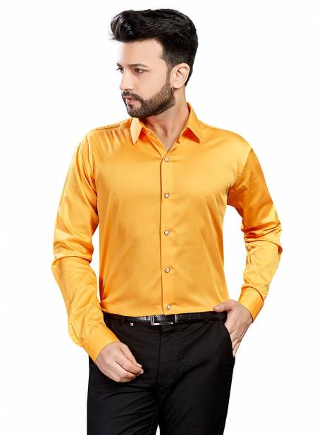 Outluk 1427 Office Wear Cotton Satin Mens Shirt Collection 1427-YELLOW